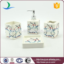 4pcs square colorful stripes ceramic bath home accessory set for decoration